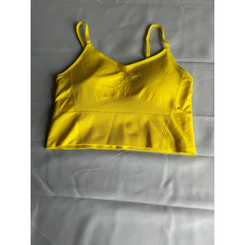 All In Motion Women XXL Yellow Seamless Ribbed Sports Bra Adjustable Straps